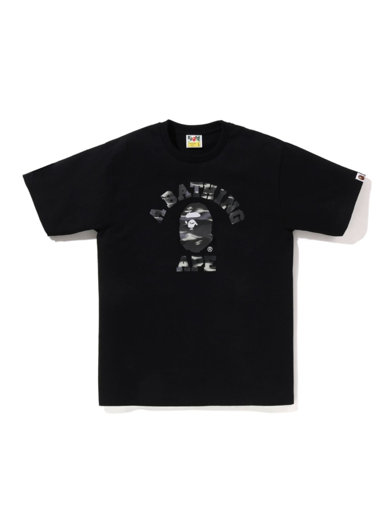 A BATHING APE SCREEN CAMO COLLEGE TEE ア ベイシング エイプ トップス カットソー・Tシャツ ブラック ホワイト【送料無料】