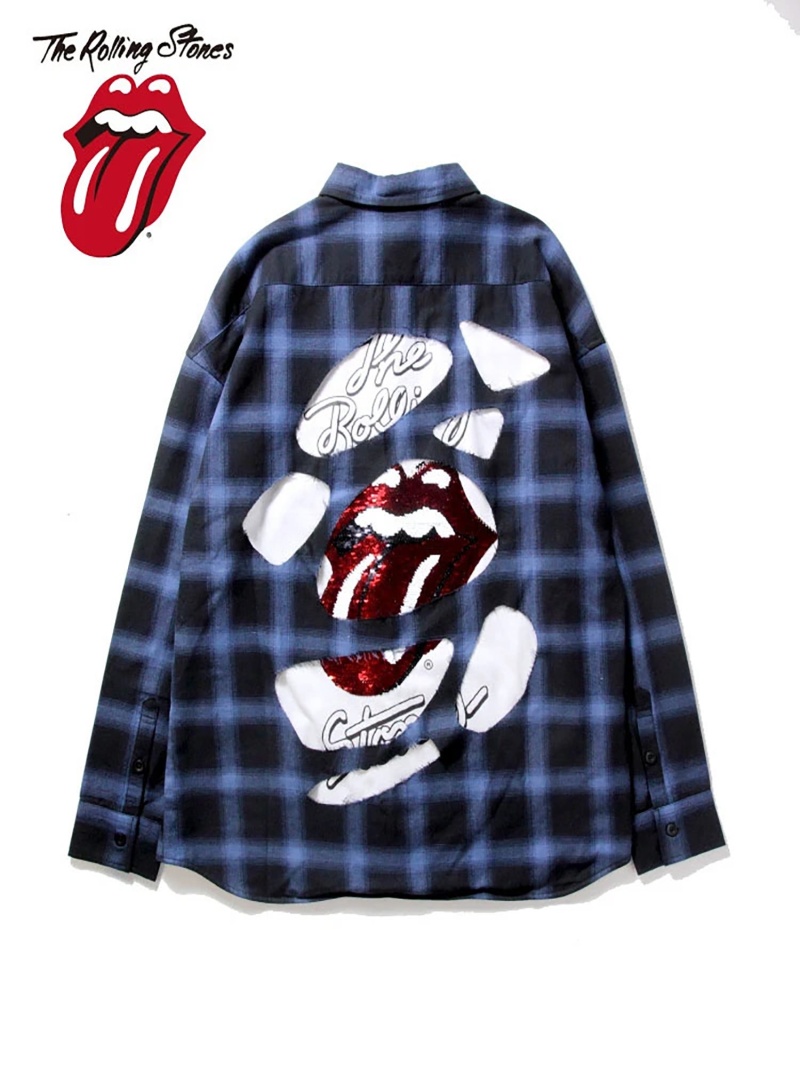 交換無料 楽天市場 The Rolling Stones Therollingstones B Trsスパンコールクラッシュシャツ ジャックローズ シャツ ブラウス 長袖シャツ ブルー レッド 送料無料 Rakuten Fashion Men 即納特典付き Www Trailconnections Com