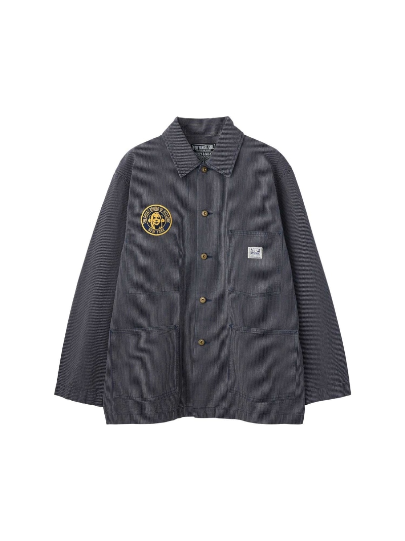 HYSTERIC GLAMOUR HYSTERIC ECHO DREAM刺しゅう カバーオールジャケット ヒステリックグラマー ジャケット・アウター カバーオール・ワークジャケット 青色【貨物輸送無料】