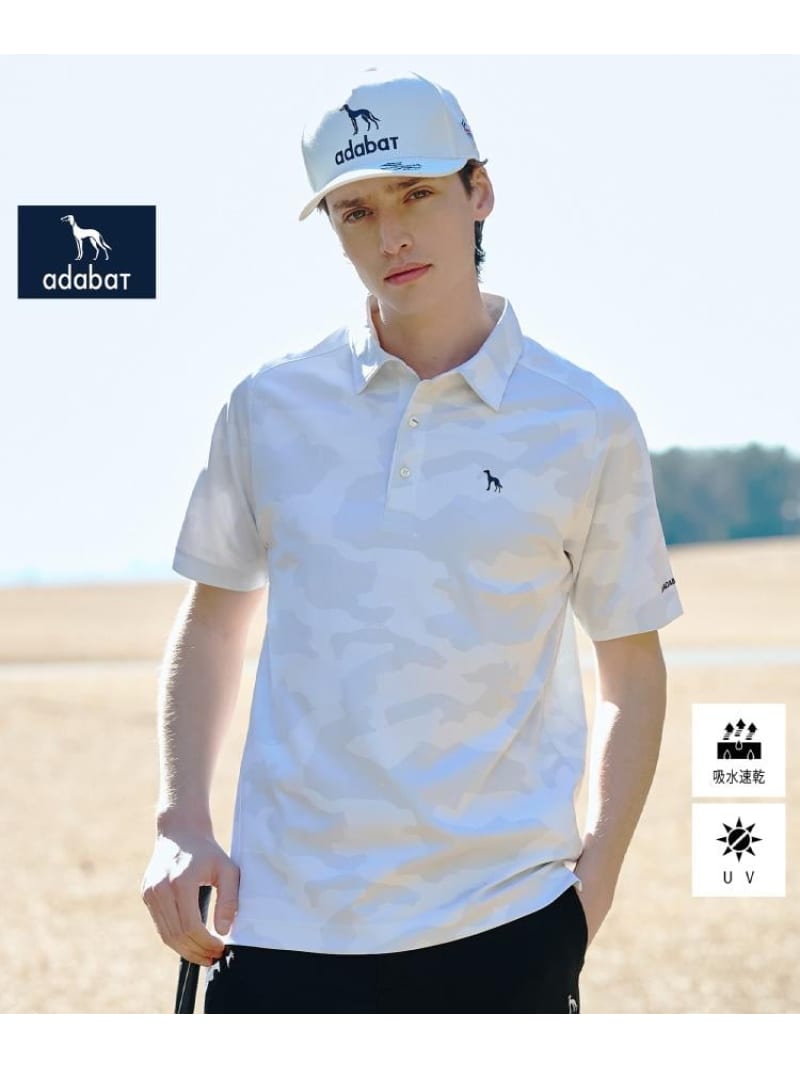 adabat 【ADABAT NAVY】吸水速乾/UVカット リンクスジャガード半袖ポロシャツ アダバット トップス ポロシャツ グレー【送料無料】