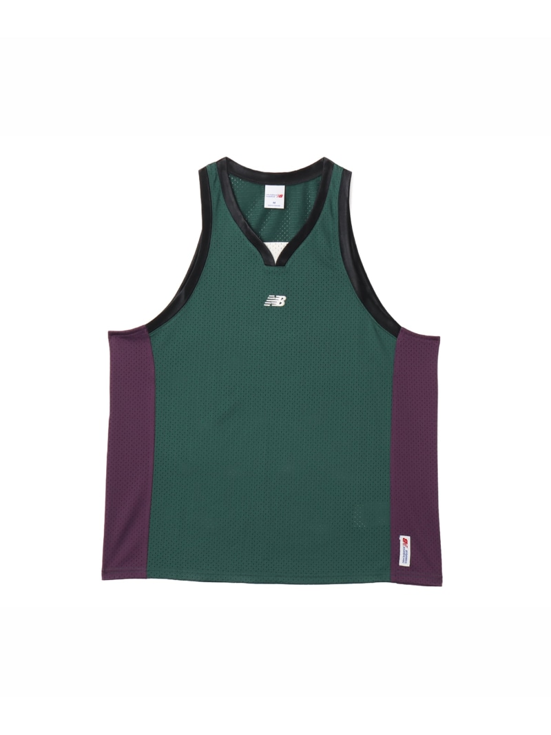 New Balance New Balance Basketball V-Neck Mesh Jersey ナイトウォッチグリーン アトモス トップス ノースリーブ・貯蔵タンクいの一番 緑であること【貨物輸送無料】