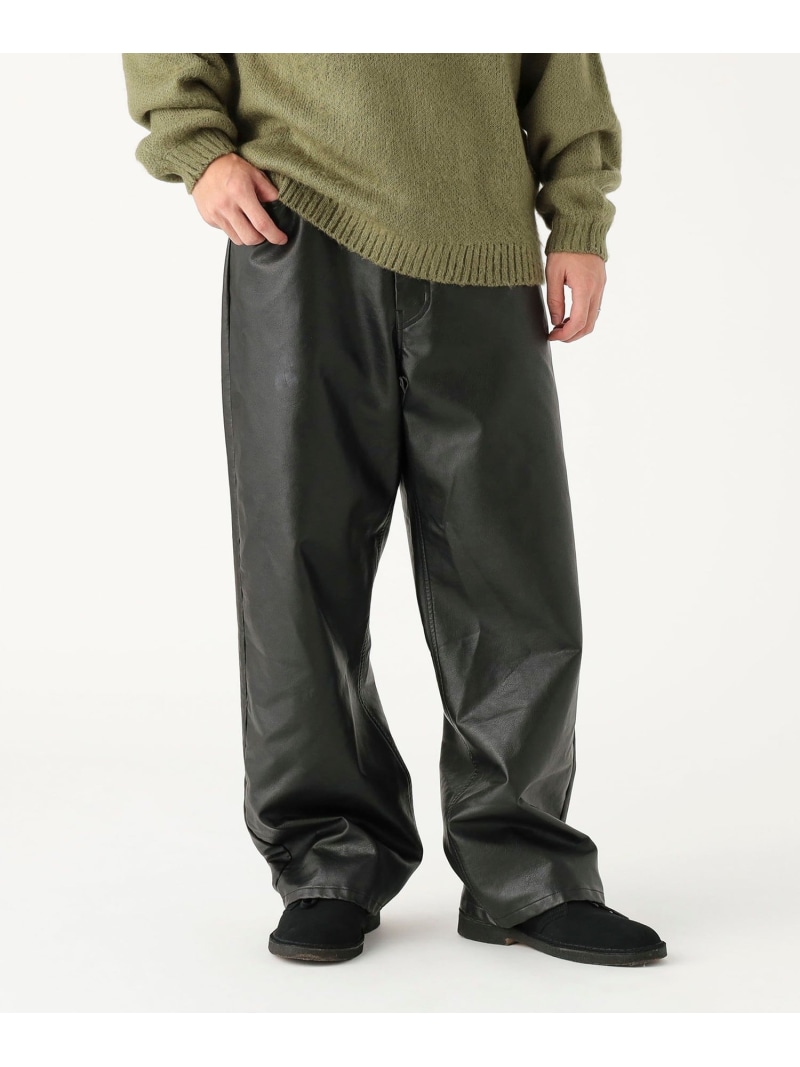 【SALE／40%OFF】B:MING by BEAMS フェイクレザー ワイド パンツ ビーミング ライフストア バイ ビームス パンツ ジーンズ・デニムパンツ ブラック【RBA_E】【送料無料】