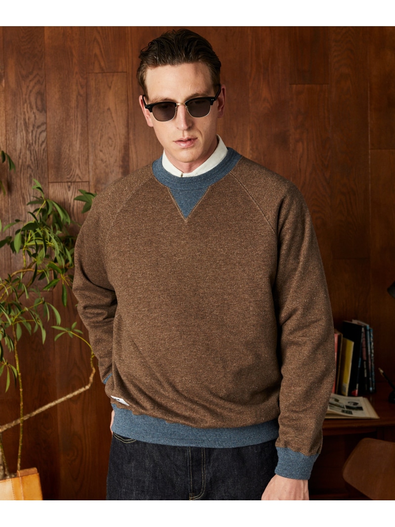 【SALE／30%OFF】Schott 2TONE CREW SWEAT/2音の高低 クルースウェット 打つこと トップス スウェット・トレーナー 黒いこと 赤銅色【RBA_E】【貨物輸送無料】 スウェット・トレーナー-メンズファッション-トップス