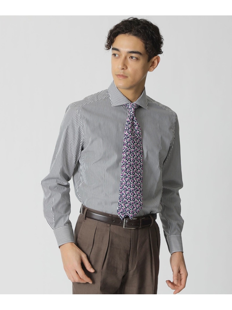 Paul Stuart 【COLLECTION LINE】セミスプレッドカラーロンドンストライプドレスシャツ ポール・スチュアート トップス シャツ・ブラウス ブラック イエロー【送料無料】