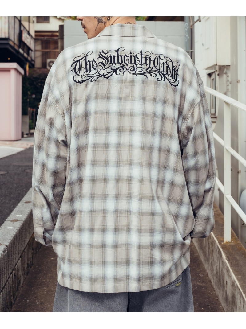 【SALE/45%OFF】Subciety Ombre check shirt サブサエティ トップス シャツ・ブラウス ホワイト ネイビー【RBA_E】【送料無料】| Fashion Men