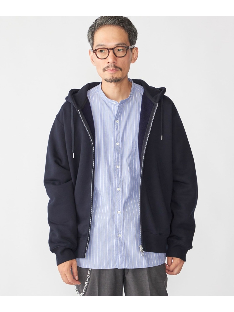 【SALE／50%OFF】SHIPS MEN SHIPS: コットン ウール ジップ パーカー シップス トップス パーカー・フーディー ブラウン ネイビー【RBA_E】【送料無料】
