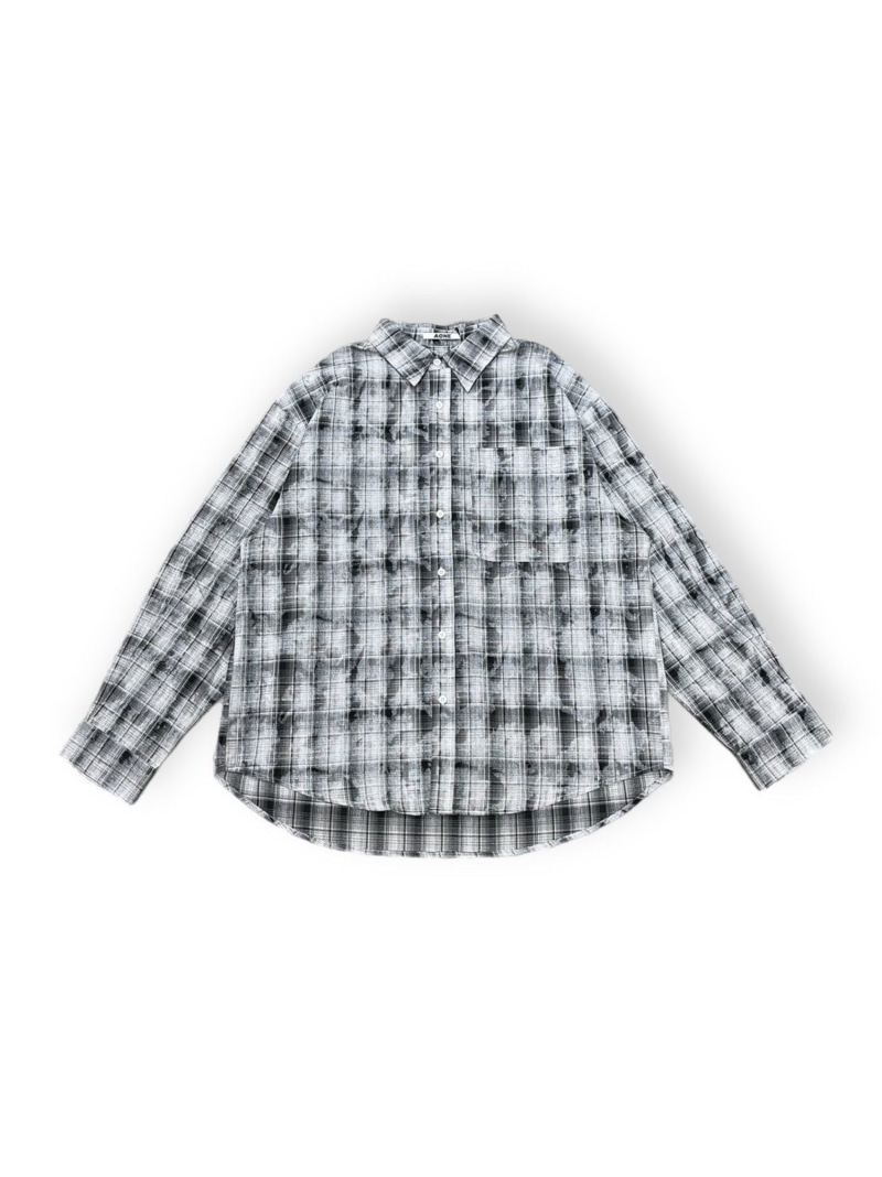 Chikashitsu + 【Chikashitsu +】washing check shirt ネバーマインドザエックスユー／チカシツプラス トップス シャツ・ブラウス ブラック ネイビー ピンク【送料無料】