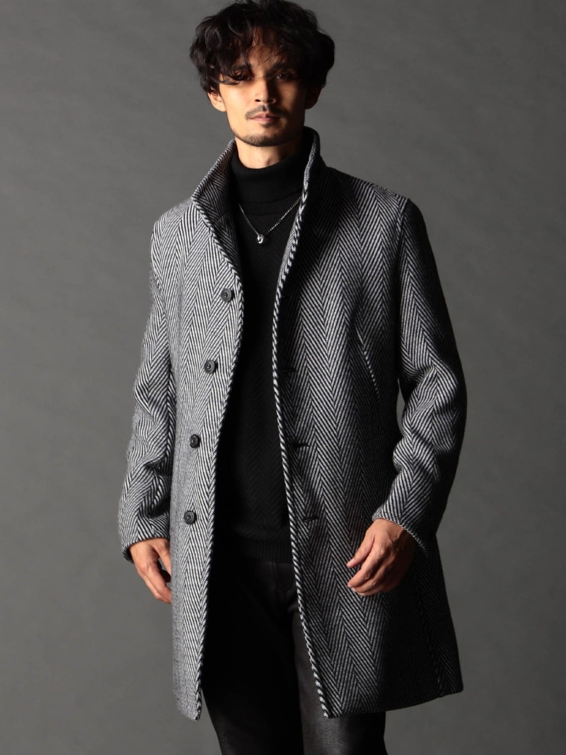 NICOLE CLUB FOR MEN アラカルトハイブリットメルトン 照明ランプ厚地の外套 ニコル ジャケット・アウター 余分の物のジャケット・アウター 薄墨色 黒いこと【貨物輸送無料】