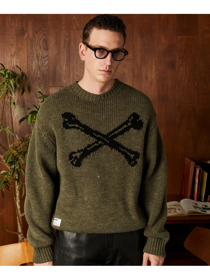 Schott CROSS BONE KNIT/クロスボーン ニット ショット トップス ニット グリーン ブラック【送料無料】
