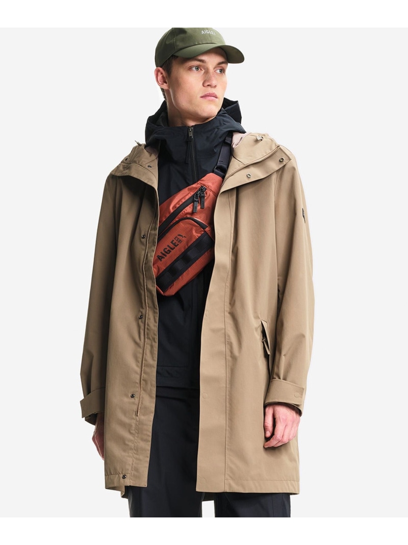AIGLE 透湿防水 ロングフーデッドコート エーグル ジャケット・アウター マウンテンパーカー ベージュ ネイビー【送料無料】