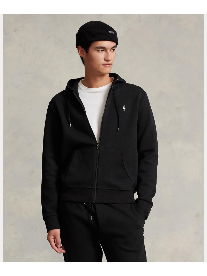 POLO RALPH LAUREN ダブル編み物 フルジップ フーディ ラルフローレン トップス パーカー・フーディー 黒いこと【貨物輸送無料】