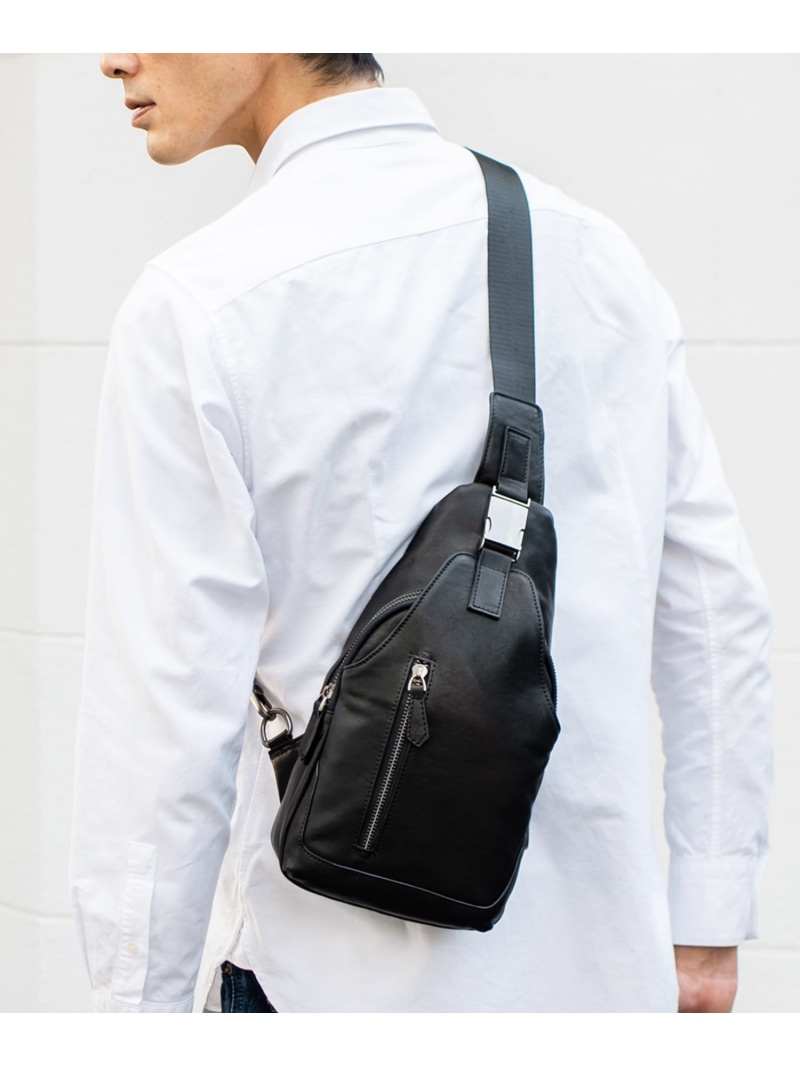 【SALE/41%OFF】aroco 【イタリアンレザー】本革縦型ボディバッグ ヴィータフェリーチェ バッグ ボディバッグ・ウエストポーチ ブラック【RBA_E】【送料無料】