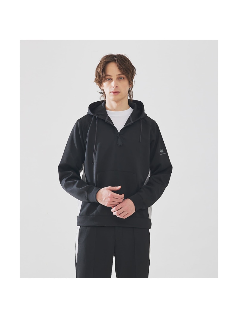 【SALE／50%OFF】DESIGNWORKS 【セットアップ対応】ハーフジップ 切替パーカー デザインワークス トップス パーカー・フーディー グレー ブラック【RBA_E】【送料無料】