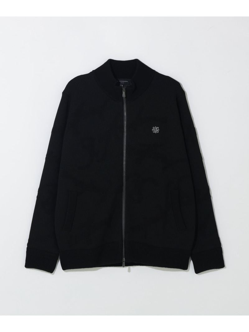 St ANDREWS 7Gランダムロゴジャガードニットブルゾン (MENS) セントアンドリュース トップス ジレー 黒いこと 白いこと【貨物輸送無料】