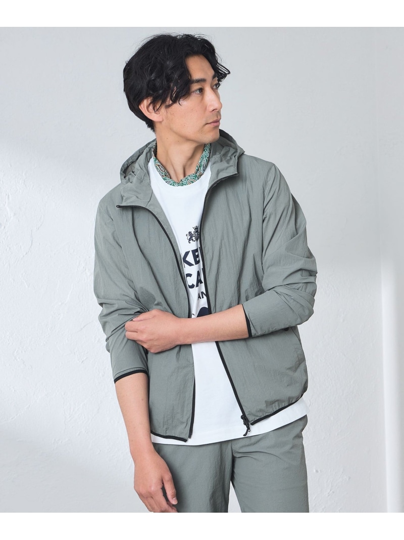 【SALE／25%OFF】BAKER STREET 【ウォッシャブル】コットンブレンドクリスピーナイロンフーデットブルゾン ベイカー・ストリート ジャケット・アウター ブルゾン・ジャンパー ブラック グレー【RBA_E】【送料無料】