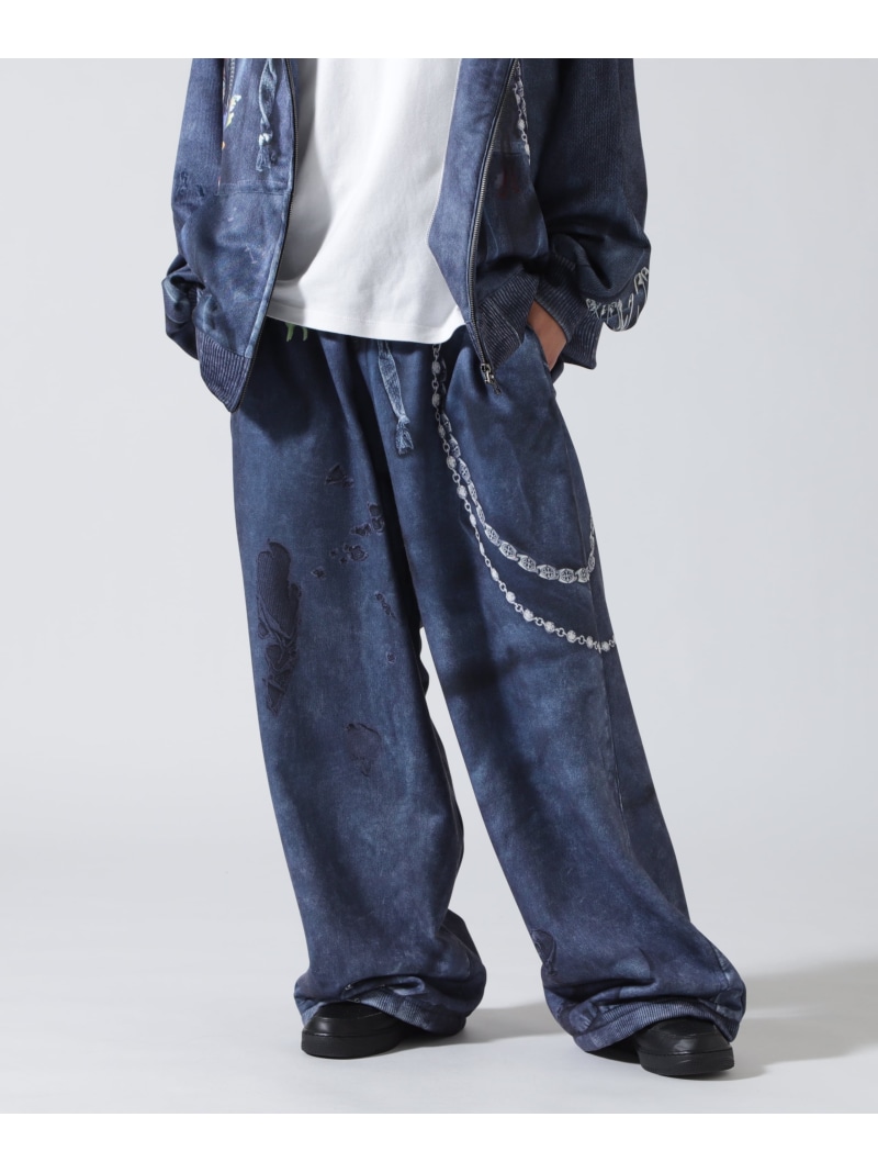 【SALE／40%OFF】ROYAL FLASH TALKING ABOUT THE ABSTRACTION/EX SWEAT ACC WIDE PT ロイヤルフラッシュ パンツ その他のパンツ ブラック グレー【RBA_E】【送料無料】｜ Fashion Men