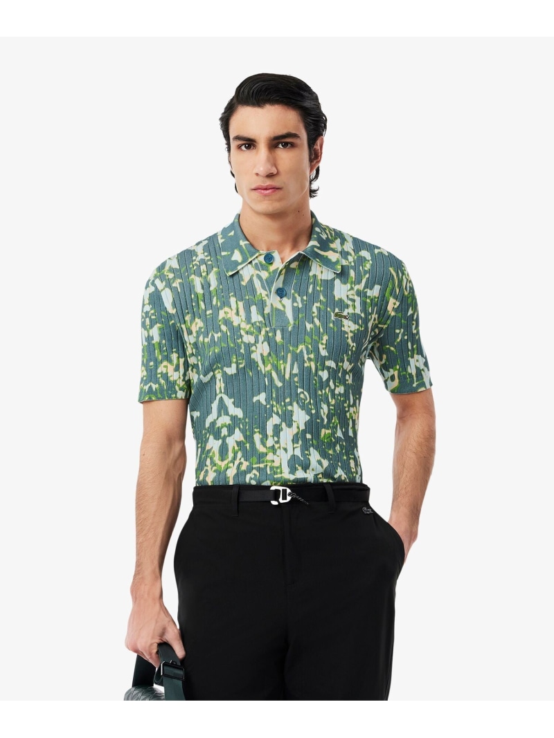 【SALE／40%OFF】LACOSTE オーディエンステキスタイルリブニットポロシャツ ラコステ トップス ニット ブルー【RBA_E】【送料無料】