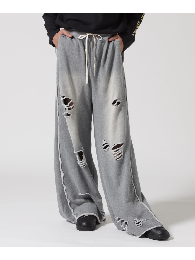 LHP DankeSchon/DAMEGE SWEAT WIDE PANTS エルエイチピー パンツ その他のパンツ ブラック グレー【送料無料】