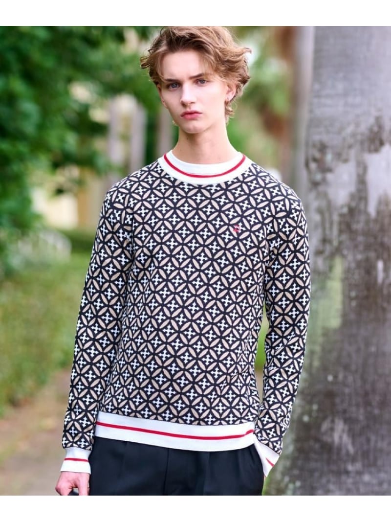 【SALE/40%OFF】DRESSTERIOR オーバーラップサークルジャカードニット ドレステリア トップス ニット ベージュ【RBA_E】【送料無料】| Fashion Men