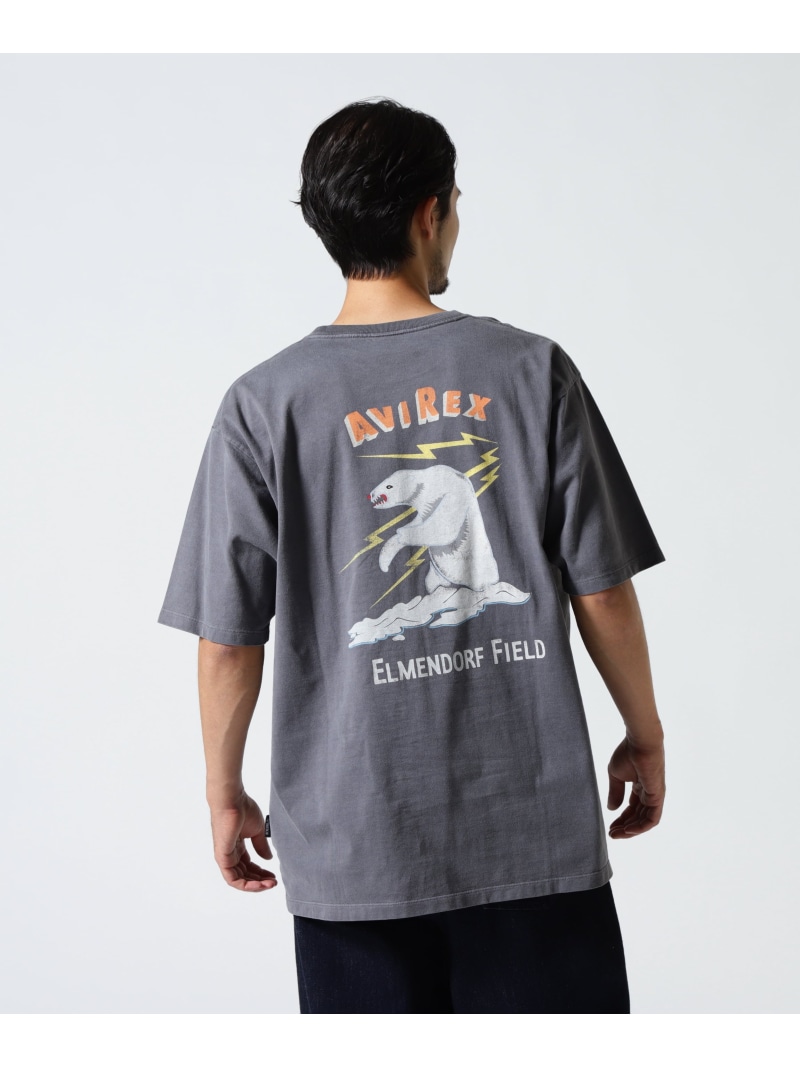 AVIREX 《直営店限定》FADE WASH ALASKA T-SHIRT アヴィレックス トップス カットソー・Tシャツ ブルー グレー【送料無料】