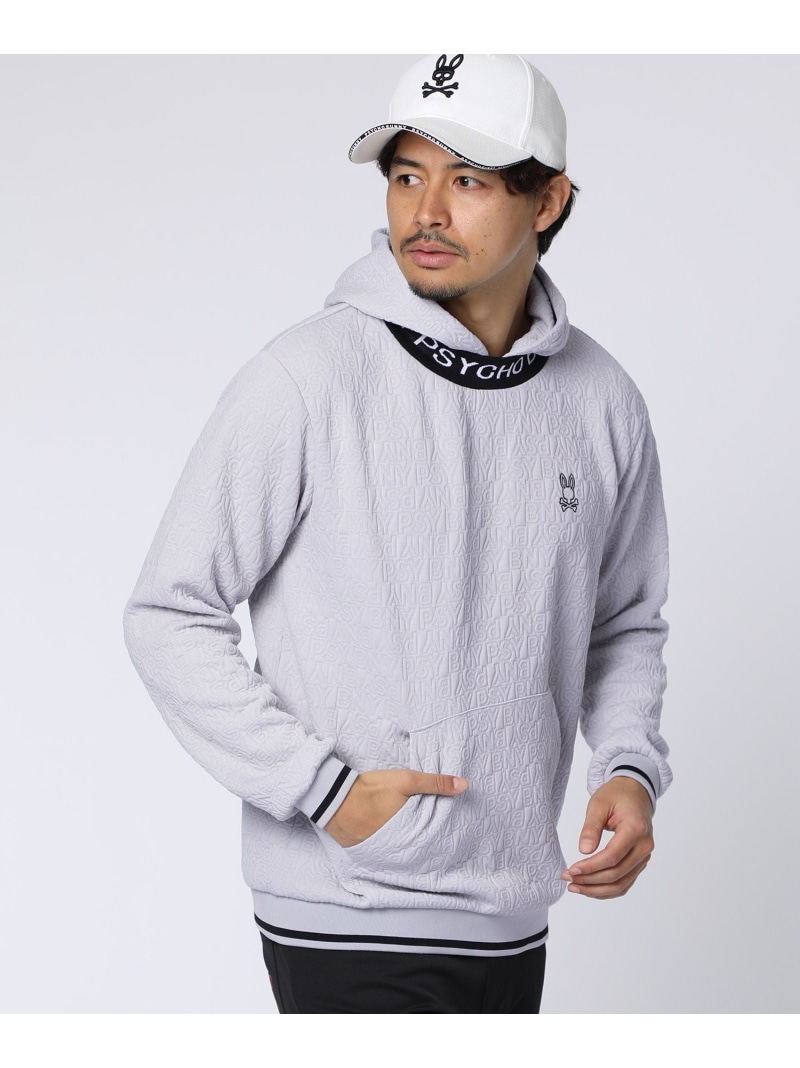 Psycho Bunny [GOLF]膨れジャガード 総柄PBYパーカ サイコバニー トップス パーカー・フーディー グレー ブラック【送料無料】