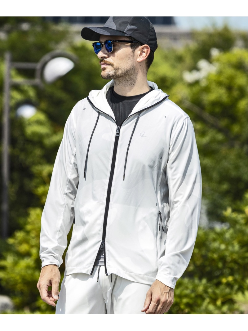 【SALE／50%OFF】1PIU1UGUALE3 RELAX 1PIU1UGUALE3 RELAX グラデーションランニングフーディー シフォン トップス パーカー・フーディー ブラック ホワイト【RBA_E】【送料無料】