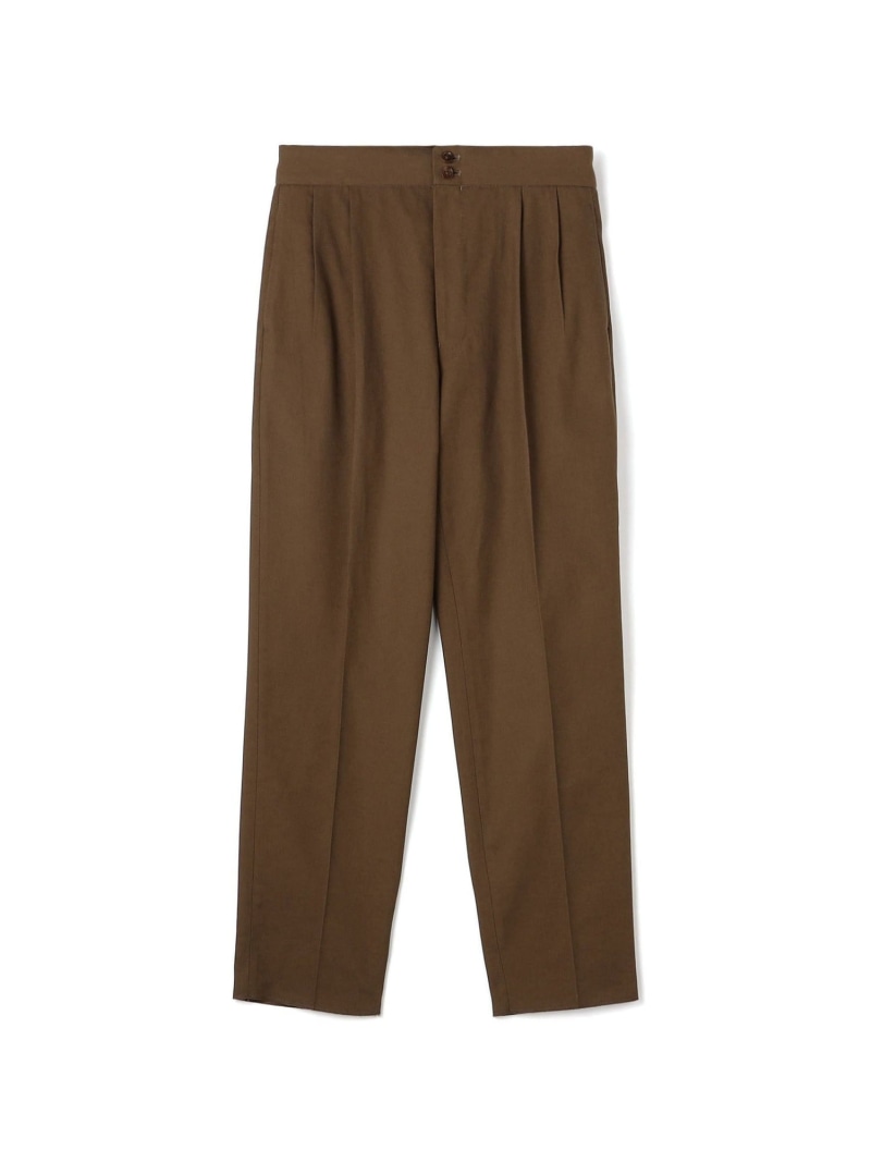 TOMORROWLAND MEN コットンカルゼ バックベルト ペグトップスラックス SOLBIATI トゥモローランド パンツ スラックス・ドレスパンツ ブラウン ネイビー【送料無料】