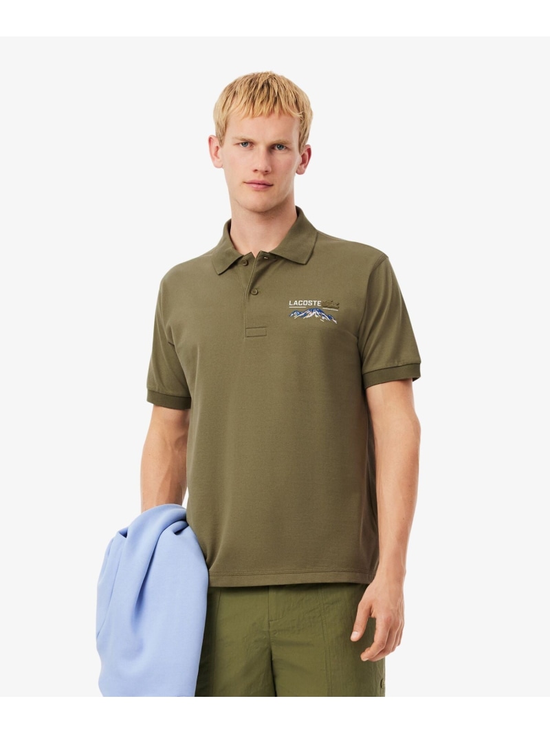 【SALE／30%OFF】LACOSTE マウンテンステッチポロシャツ ラコステ トップス スポーツシャツ 白いこと 緑であること【RBA_E】【貨物輸送無料】
