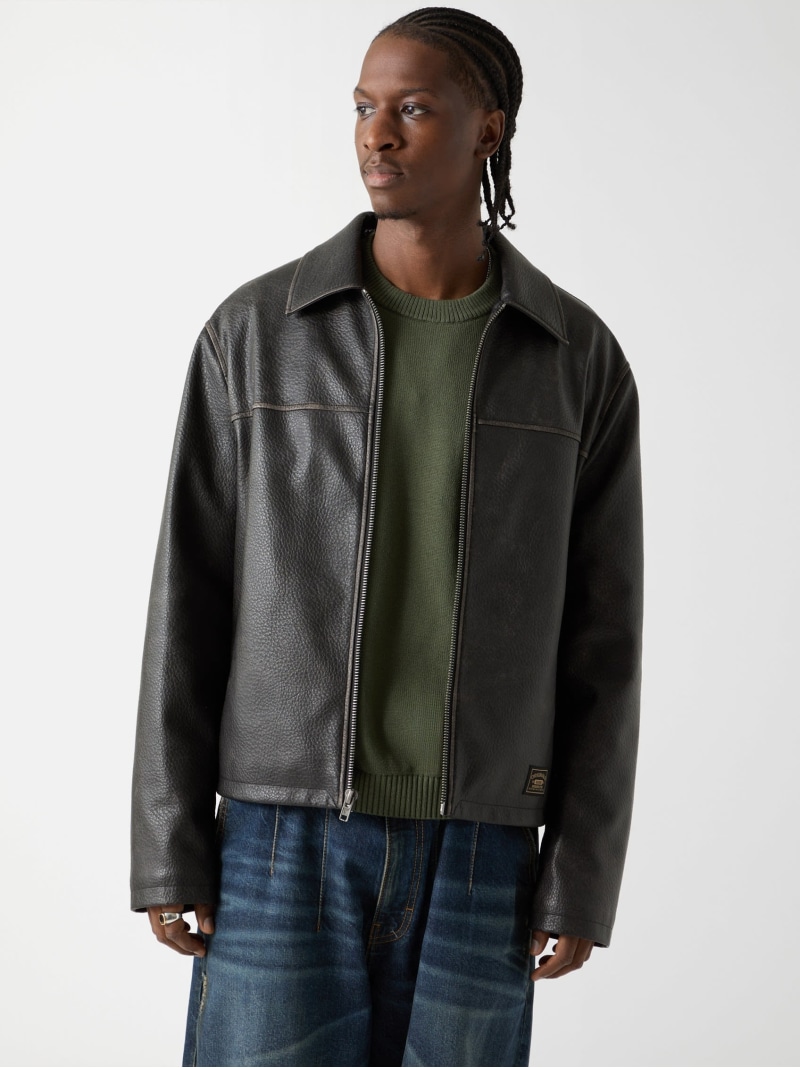 GUESS Originals GUESS Originals アウター ブルゾン (M)Pu Leather Jacket ゲス ジャケット・アウター ライダースジャケット ブラック【送料無料】