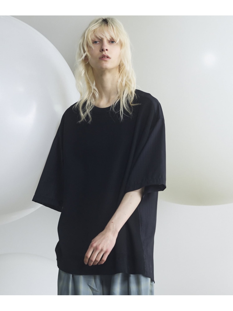 MAISON SPECIAL Shirt Docking Prime-Over Short Sleeve Knit T-shirt メゾンスペシャル トップス カットソー・Tシャツ ブラック ネイビー【送料無料】