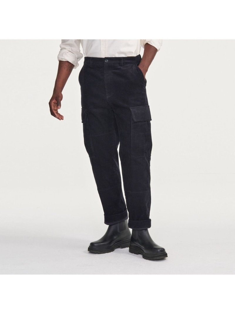 【SALE/70%OFF】AIGLE ルーズシルエット コーデュロイカーゴパンツ エーグル パンツ カーゴパンツ ブラック ホワイト【RBA_E】【送料無料】