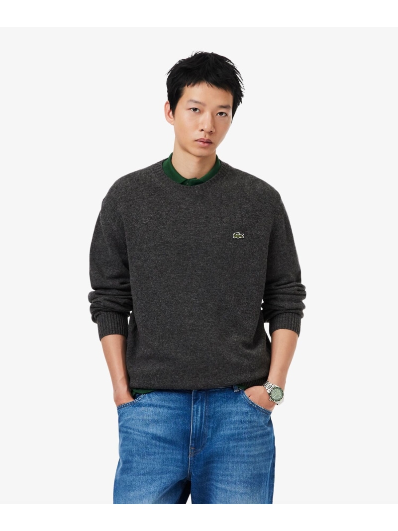 LACOSTE エッセンシャルウールニットセーター ラコステ トップス ニット ブラウン ネイビー ブラック グリーン ホワイト【送料無料】｜ Fashion Men