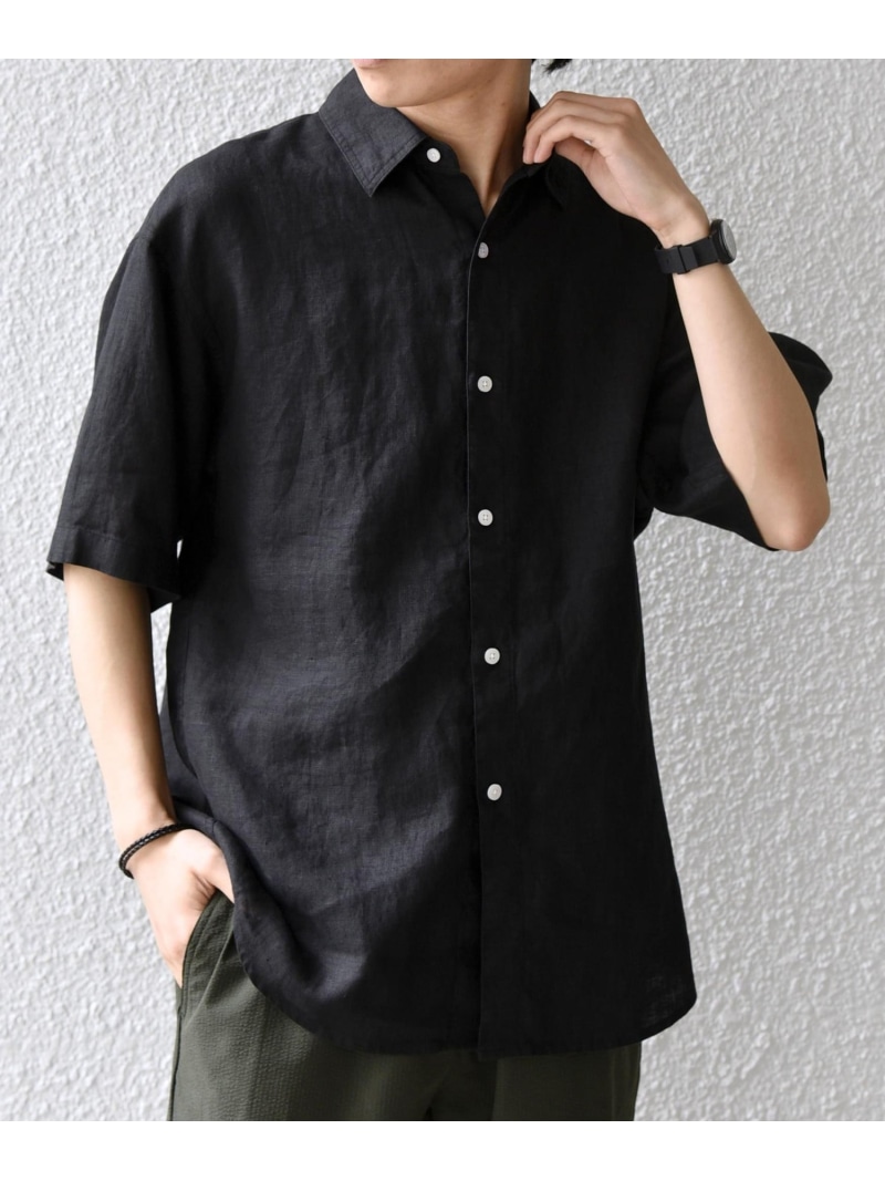 SHIPS any SHIPS any:＜洗濯機可能＞NOVELTEX リネン レギュラーカラー シャツ◆ シップス トップス シャツ・ブラウス ブラウン ブラック グレー【先行予約】*【送料無料】