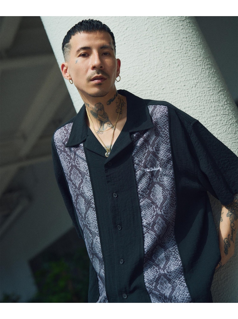 Subciety Patterned panel shirt サブサエティ トップス プルオーバー・トップ 黒いこと【先んずる取っておく】*【貨物輸送無料】