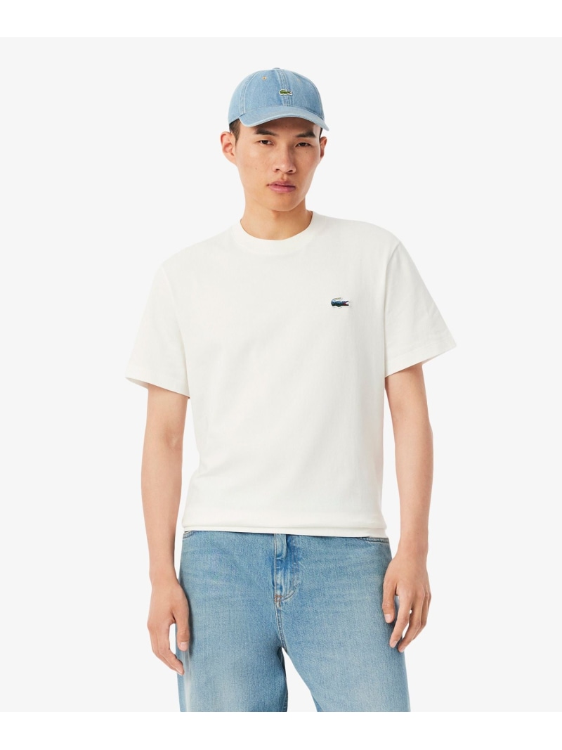 【SALE／20%OFF】LACOSTE ランドスケープワニロゴワンポイントTシャツ ラコステ トップス カットソー・Tシャツ ホワイト【RBA_E】【送料無料】