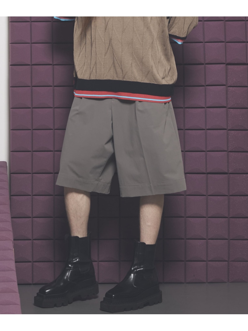 MAISON SPECIAL 【PERTEX】Prime-Wide One-tuck Shorts メゾンスペシャル パンツ スラックス・ドレスパンツ ブラック グレー【先行予約】*【送料無料】