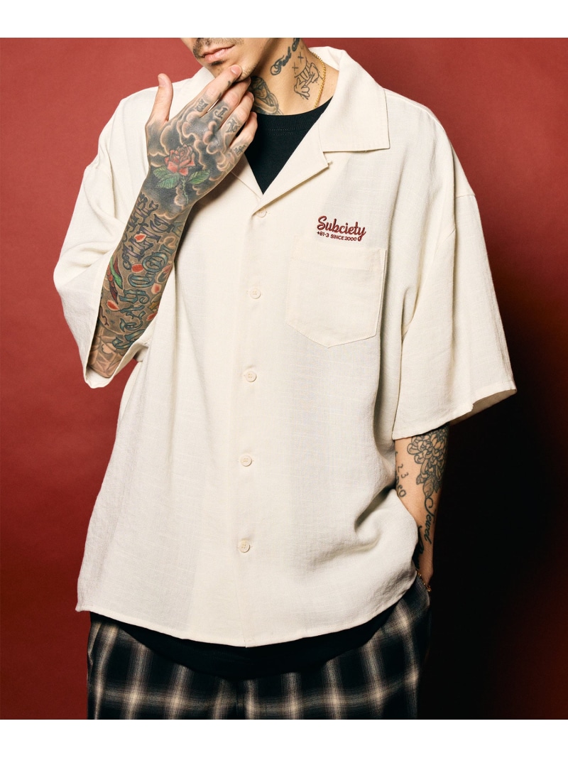 Subciety Classic chain embroidered shirt サブサエティ トップス プルオーバー・トップ オレンジ色 白いこと 黒いこと【貨物輸送無料】