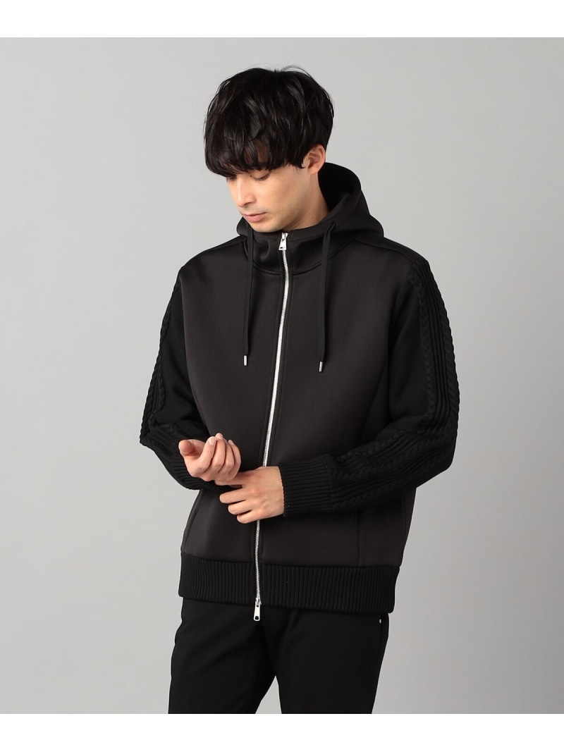 【SALE／43%OFF】COMME CA MEN エアリークッションジャージー*ケーブルニットパーカ コムサメン トップス パーカー・フーディー ブラック グレー【RBA_E】【送料無料】