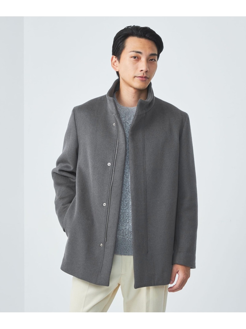 【SALE／70%OFF】UNITED ARROWS green label relaxing WNP ダブルビーバー スタンド ハーフコート ユナイテッドアローズ アウトレット ジャケット・アウター その他のジャケット・アウター ネイビー グレー【RBA_E】【送料無料】