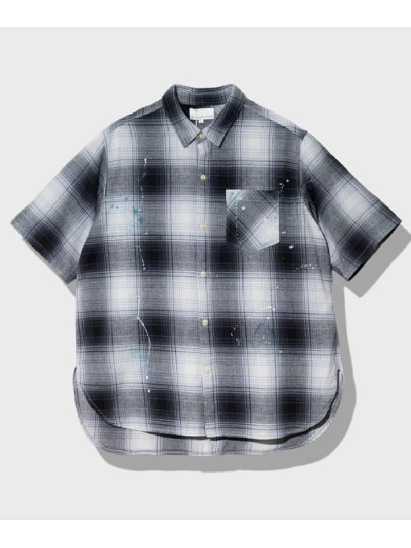 GSC MENS SELECT Universal Style Wear/ユニバーサルスタイルウェア Plaid damage shirt (MENS) ゴースローキャラバン トップス プルオーバー・トップ 黒いこと 青色【貨物輸送無料】