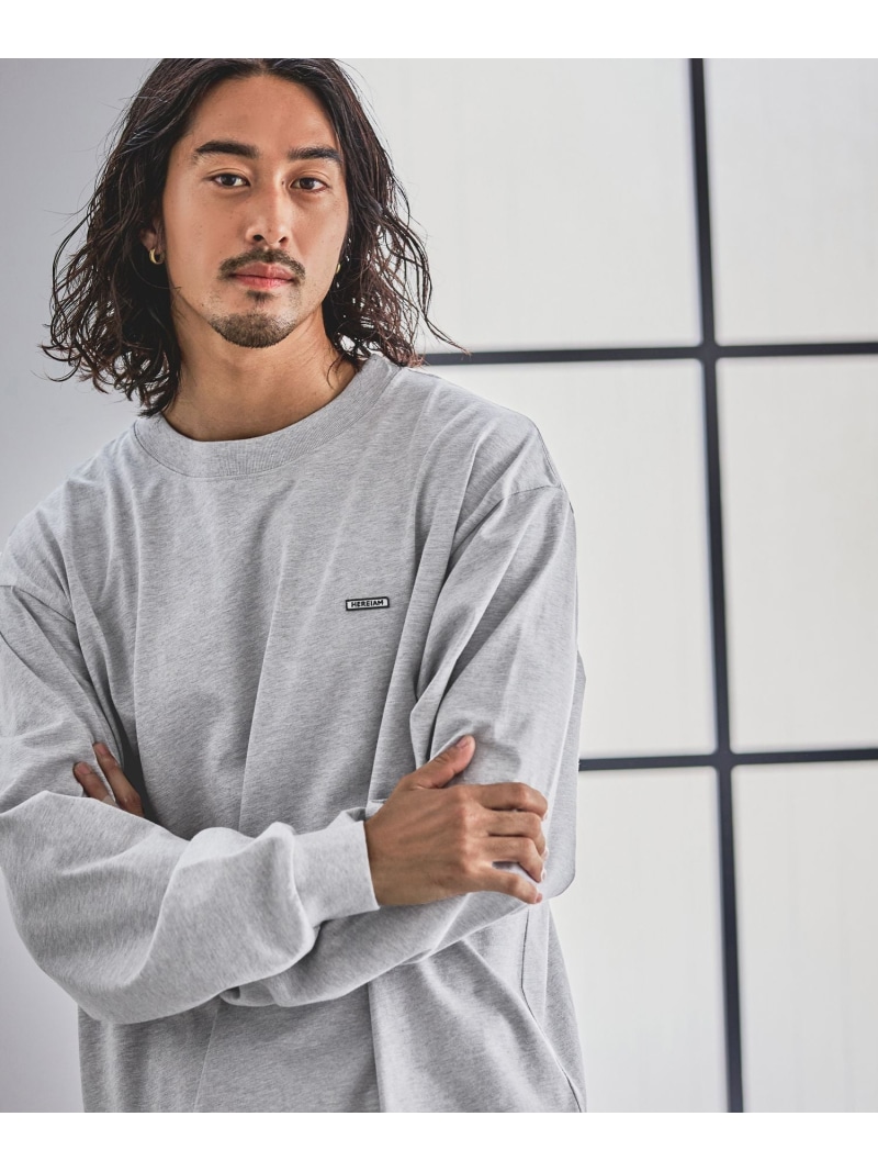 HEREIAM 【HEREIAM MEN】吸水速乾/ワッペンロゴロングスリーブ ベイフロー トップス カットソー・Tシャツ グレー ホワイト ブラック【送料無料】