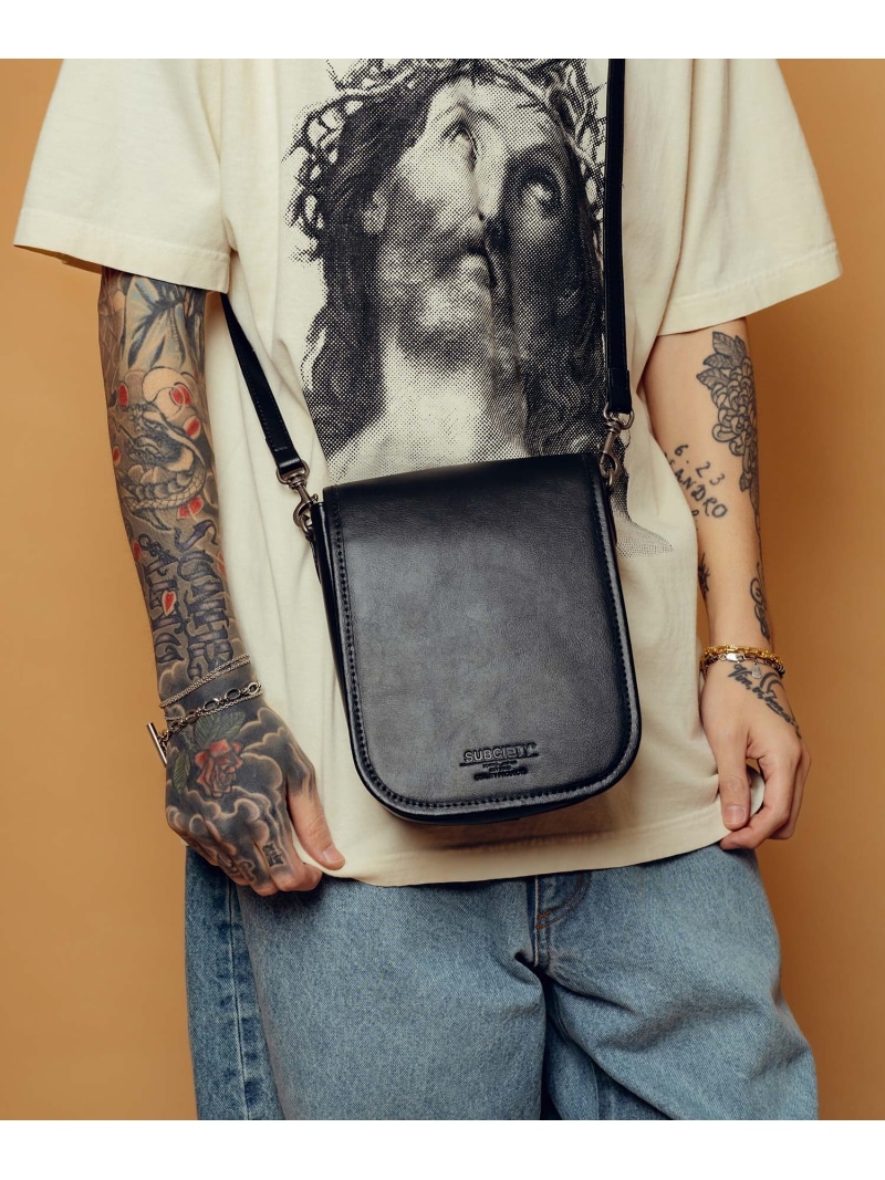 Subciety Leather mini hunting bag サブサエティ バッグ ショルダーバッグ ブラック ブラウン【送料無料】| Fashion Men