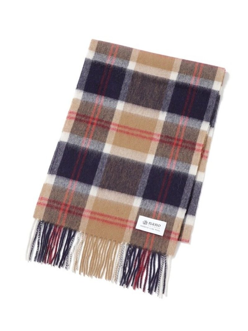 Nano Universe チェック ナノユニバース ウールシングルマフラー