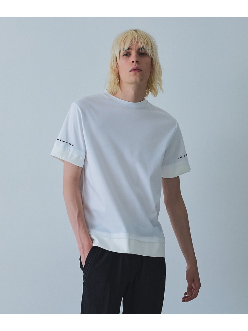 5351POUR LES HOMMES レイヤード スタッズ 半袖Tシャツ【予約】 ゴーサンゴーイチプールオム トップス カットソー・Tシャツ ホワイト ブラック【先行予約】*【送料無料】