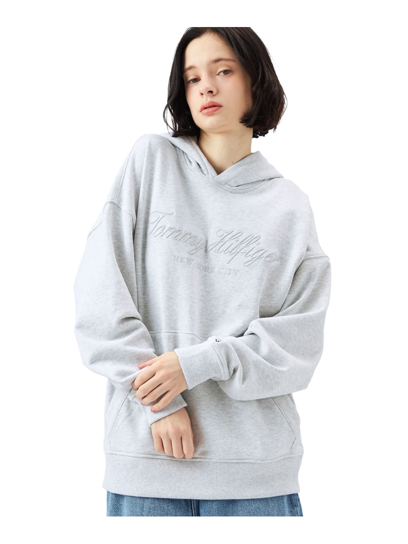 TOMMY HILFIGER 【オンライン押さえる】オーバーサイズロゴフーディ トミーヒルフィガー トップス スウェット・トレーナー 黒いこと カーキ緑であること【貨物輸送無料】