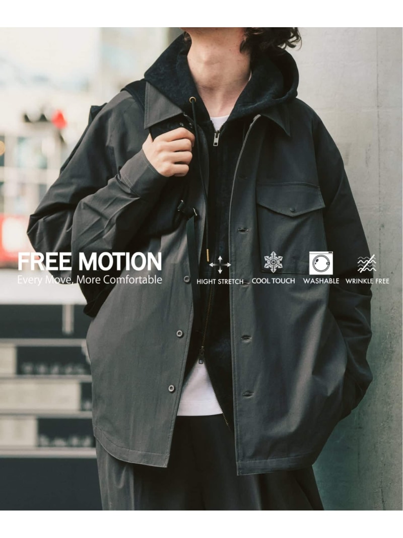 417 EDIFICE 【FREE MOTION】 コーチシャツ フォーワンセブン エディフィス トップス プルオーバー・トップ カーキ緑であること ベージュ 黒いこと【貨物輸送無料】