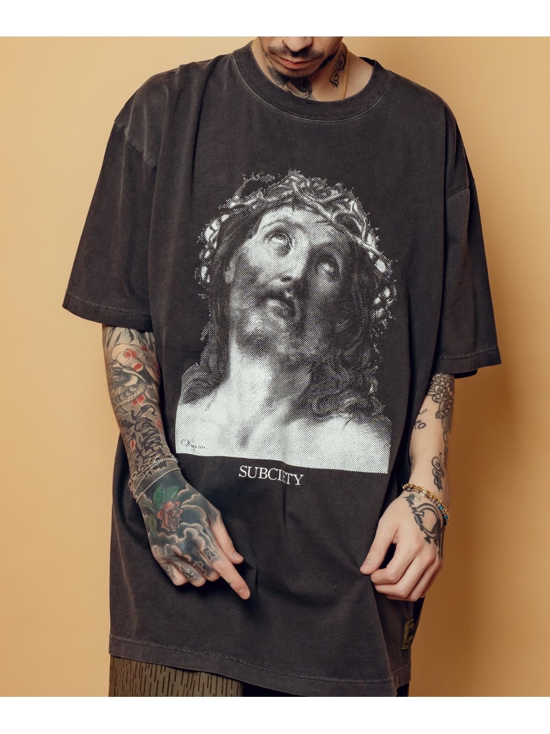 Subciety Jesus tee サブサエティ トップス カットソー・Tシャツ ブラック グリーン ホワイト【送料無料】