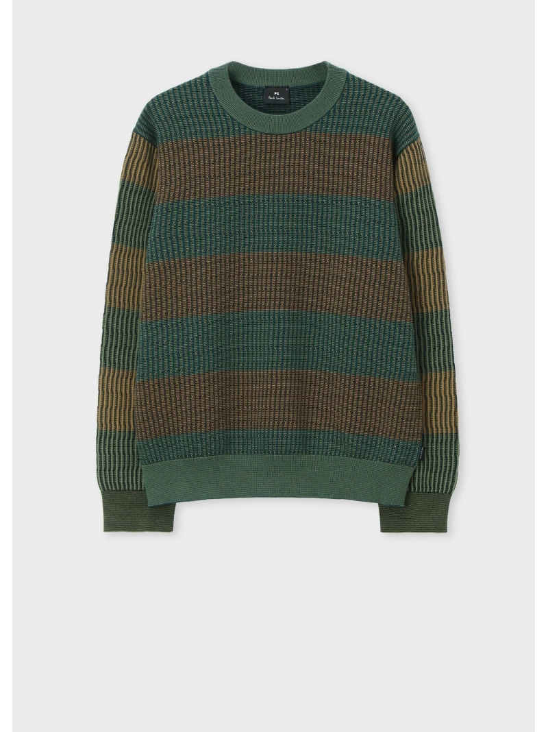 PS Paul Smith マルチカラーボーダー クルーネックニット ポール・スミス トップス ニット レッド グリーン【送料無料】