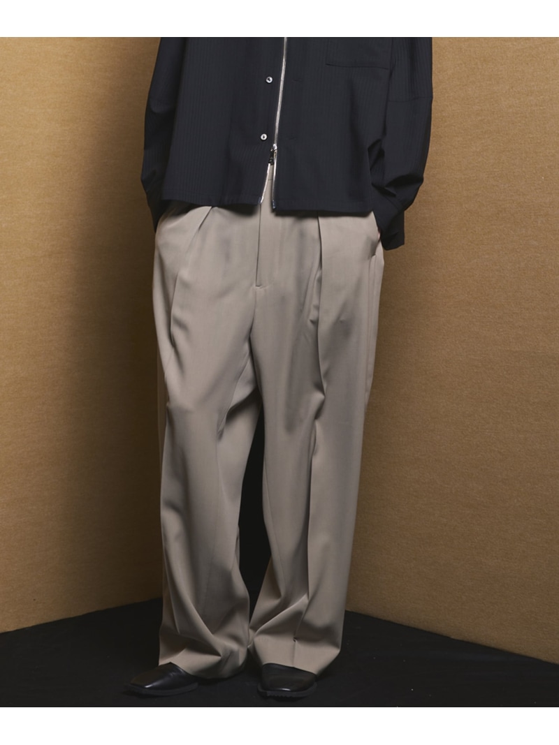 MAISON SPECIAL TW Worsted One-tuck Prime-Wide Tapered Slacks メゾンスペシャル パンツ スラックス・ドレスパンツ ベージュ ブラック【送料無料】