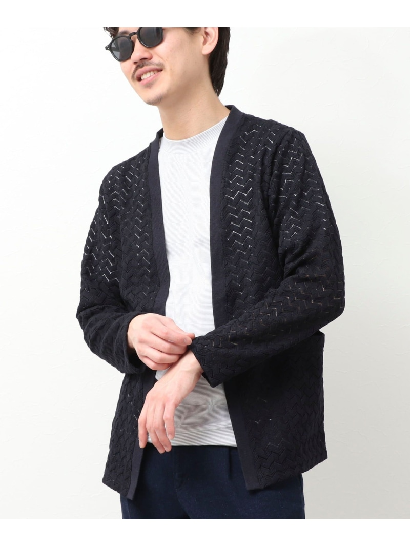 NOLLEY'S LIGHT シアージャガード ボタンレスカーディガン ノーリーズ トップス カーディガン ブラック ベージュ ネイビー【送料無料】